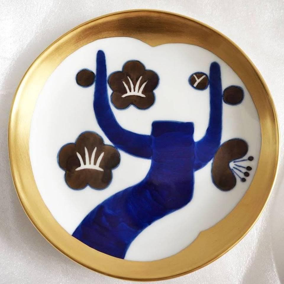 【新品】深川製磁　光琳風染付　銘々皿揃　５枚セット 宮内庁御用達