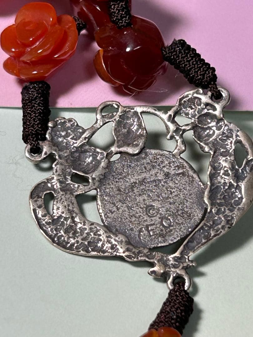 ジャンヌ・ダルク　ロザリオ　薔薇　天然石　カーネリアン　　ハンドメイド　瑪瑙