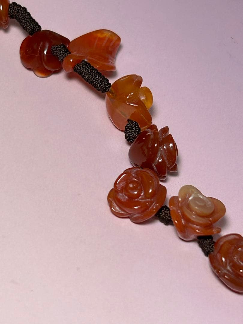 ジャンヌ・ダルク　ロザリオ　薔薇　天然石　カーネリアン　　ハンドメイド　瑪瑙