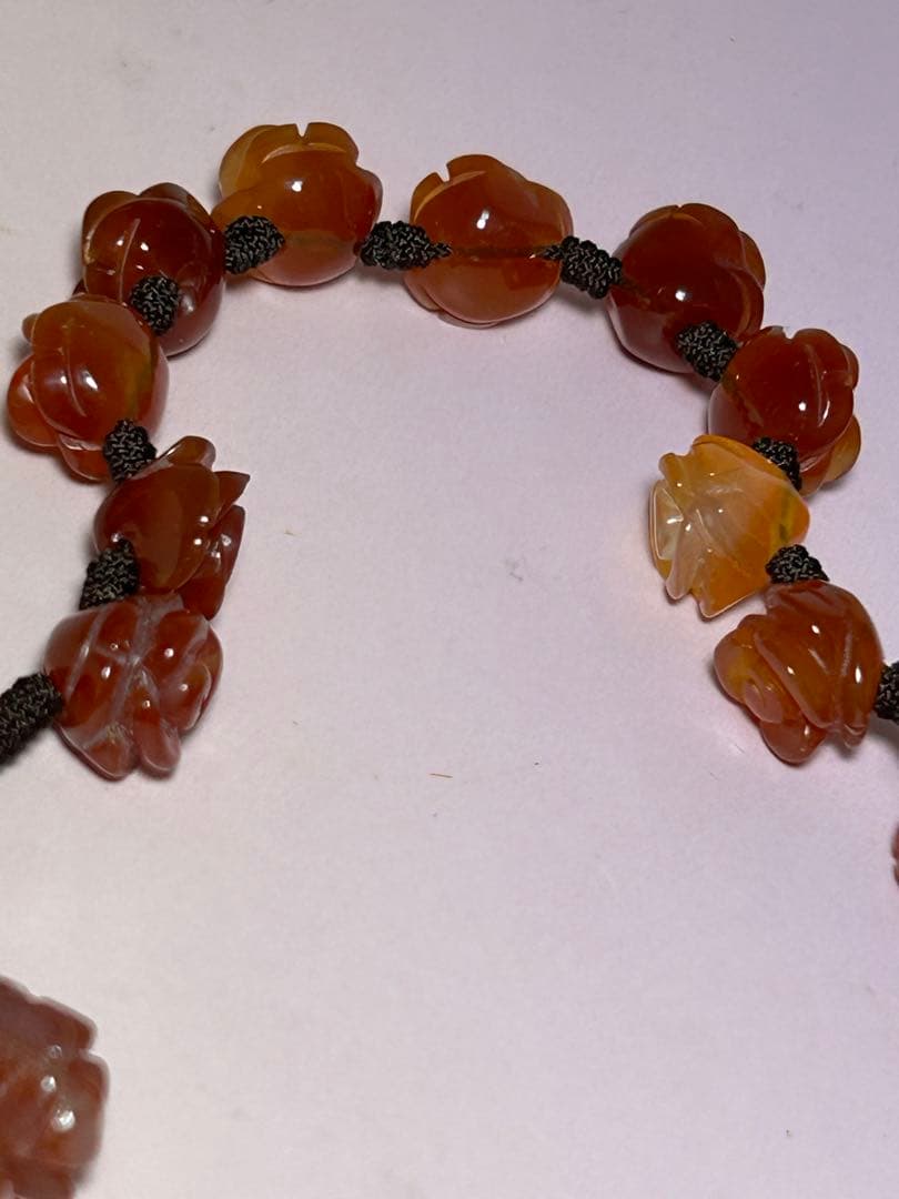 ジャンヌ・ダルク　ロザリオ　薔薇　天然石　カーネリアン　　ハンドメイド　瑪瑙