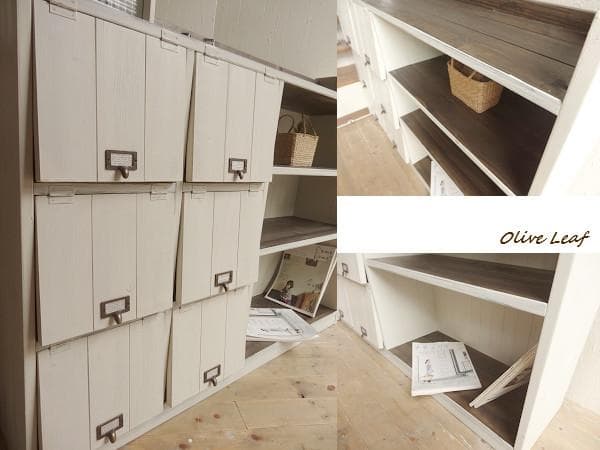 サイズオーダー可！超ワイド6枚パタパタキャビネットシャビーエスプレッソ受注製作