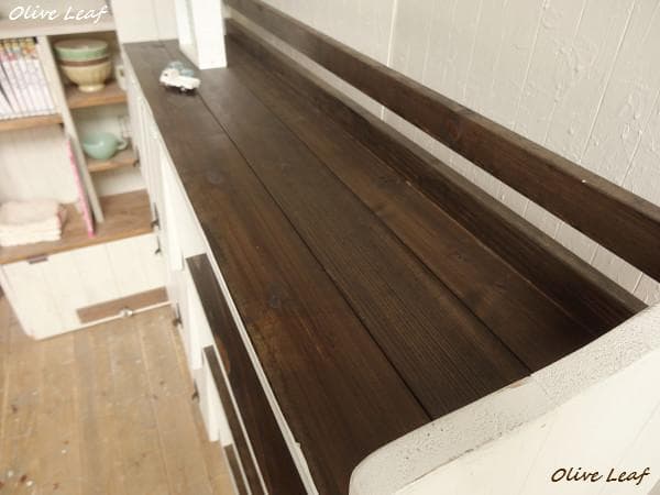 サイズオーダー可！超ワイド6枚パタパタキャビネットシャビーエスプレッソ受注製作