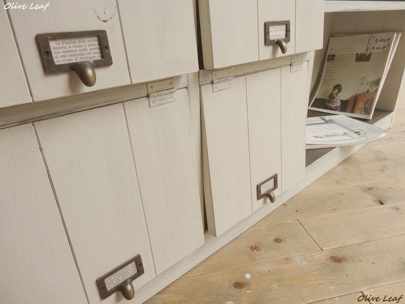 サイズオーダー可！超ワイド6枚パタパタキャビネットシャビーエスプレッソ受注製作