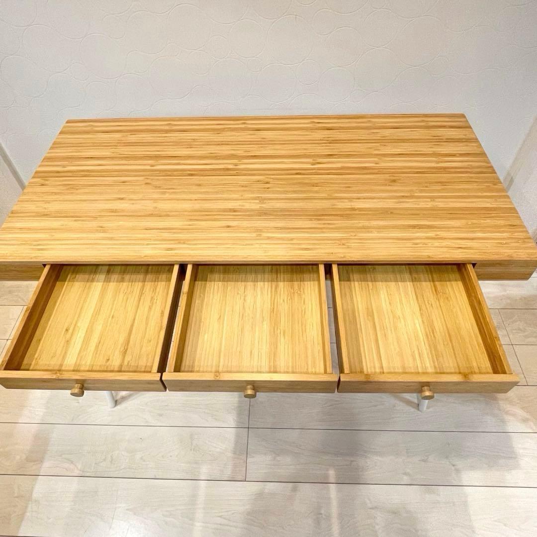 【美品】IKEA LILLASENリルオーセン デスク 引き出し付　竹製 北欧風