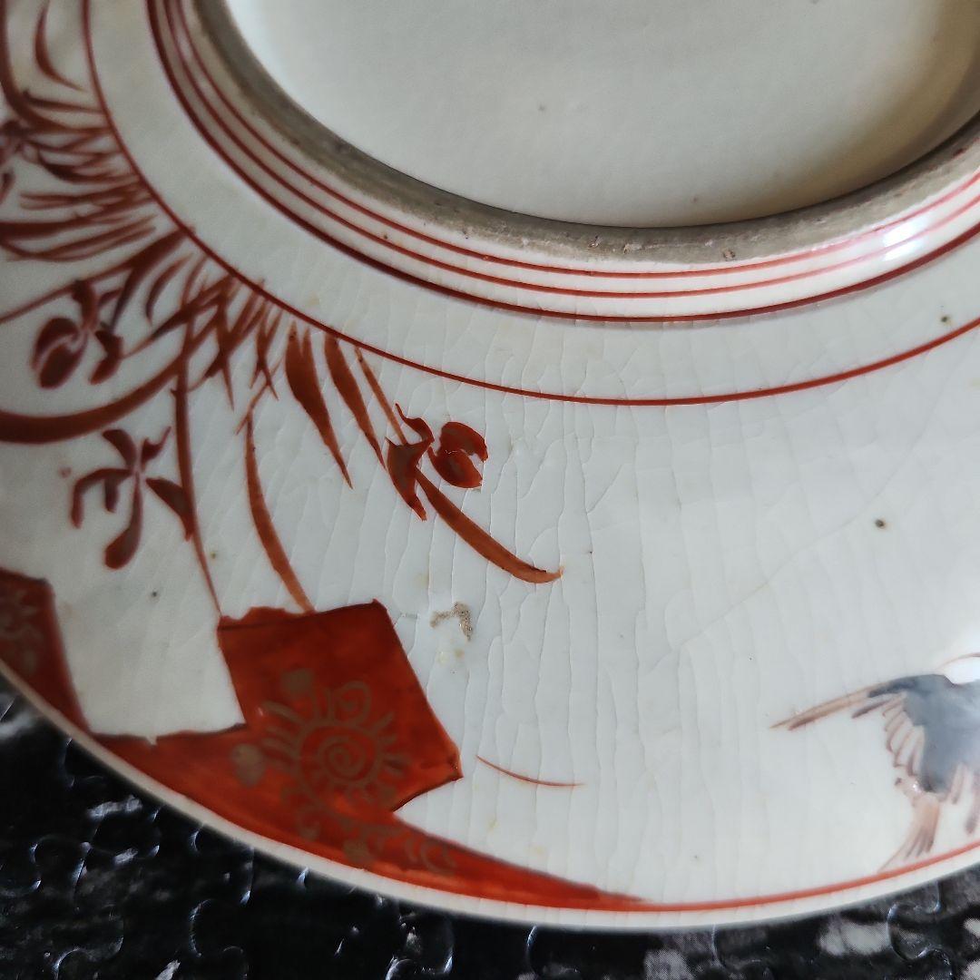 -02//x15　九谷焼　古九谷　赤絵　花鳥人物紋　レトロ