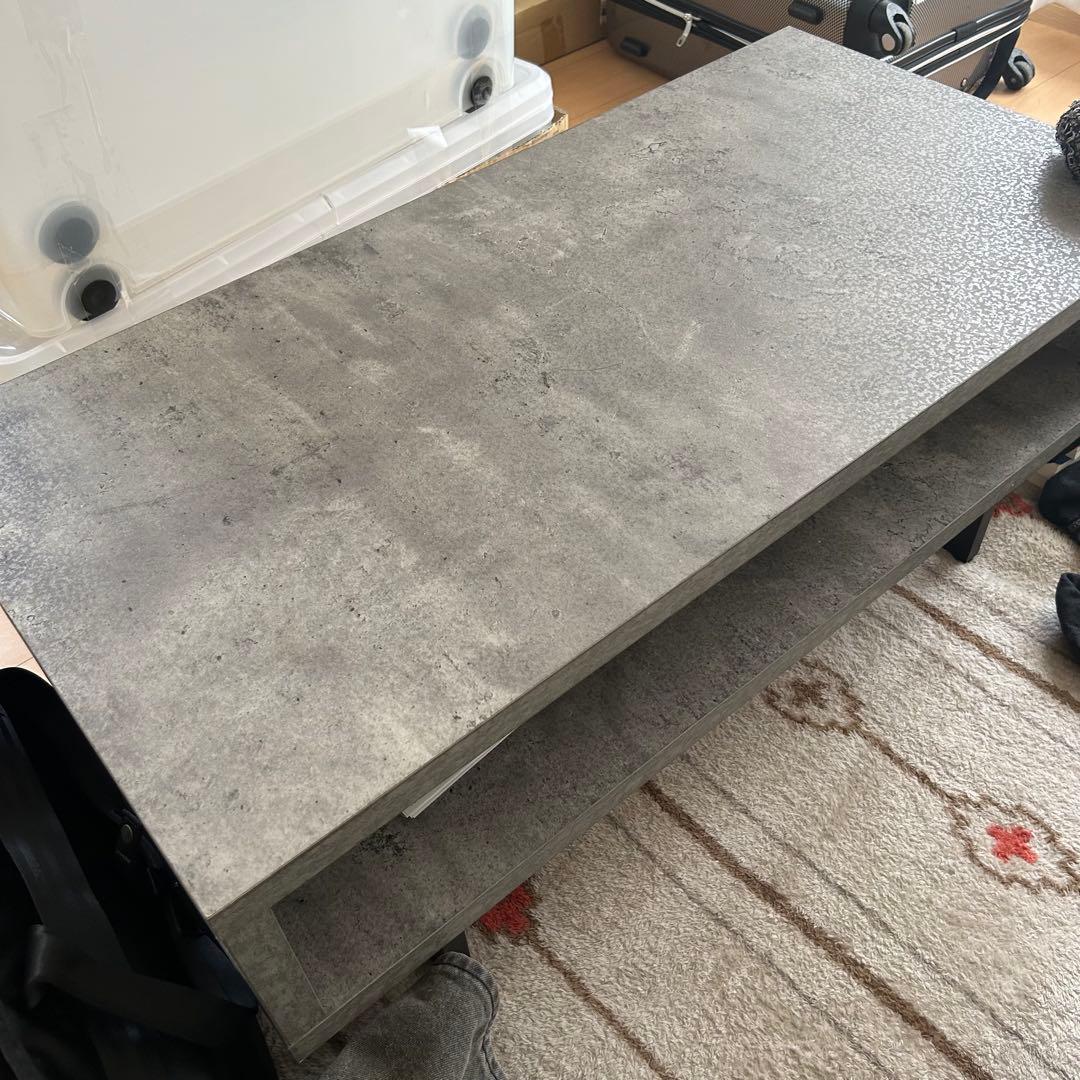 センターテーブル マーブルグレー コンクリート柄 オープン収納棚 インテリア家具