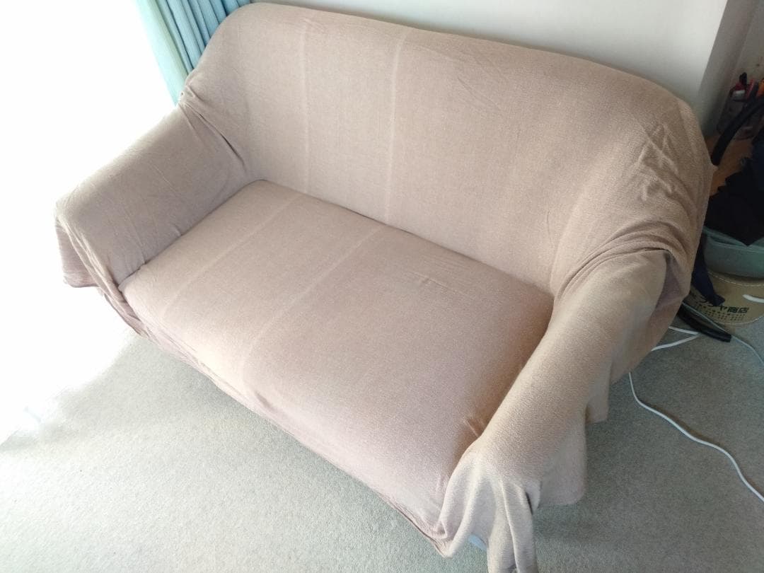 【良美品】2人掛ソファ, カバー2枚付き, 状態良好