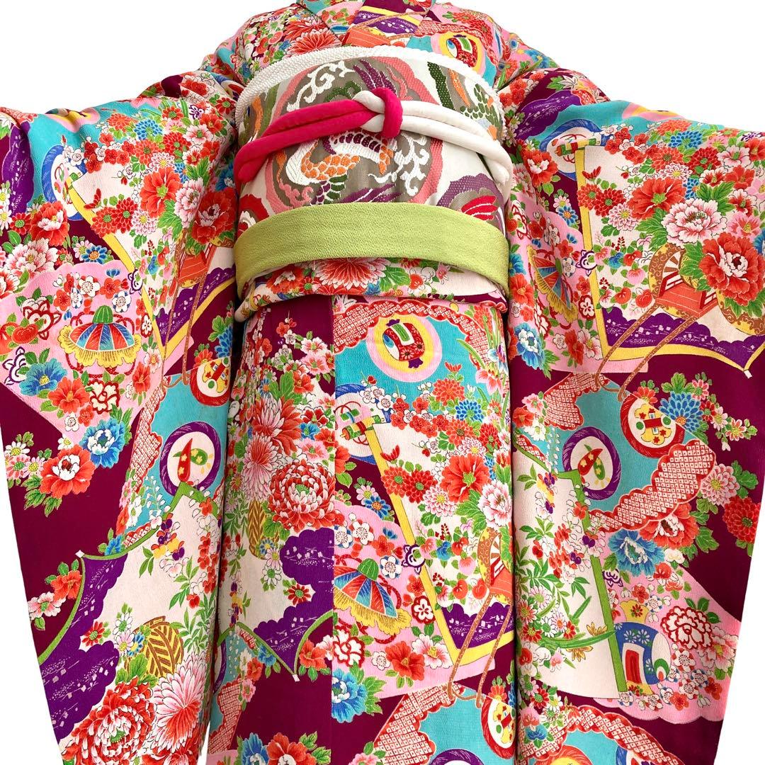 縮緬　ちりめん　アンティーク　女の子　子供着物　七五三　アンティーク着物　N22