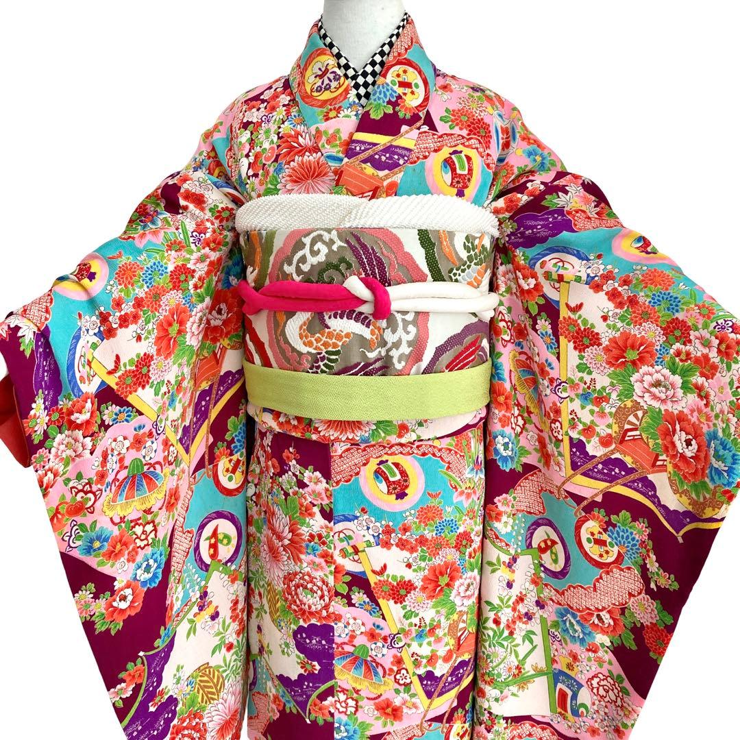 縮緬　ちりめん　アンティーク　女の子　子供着物　七五三　アンティーク着物　N22