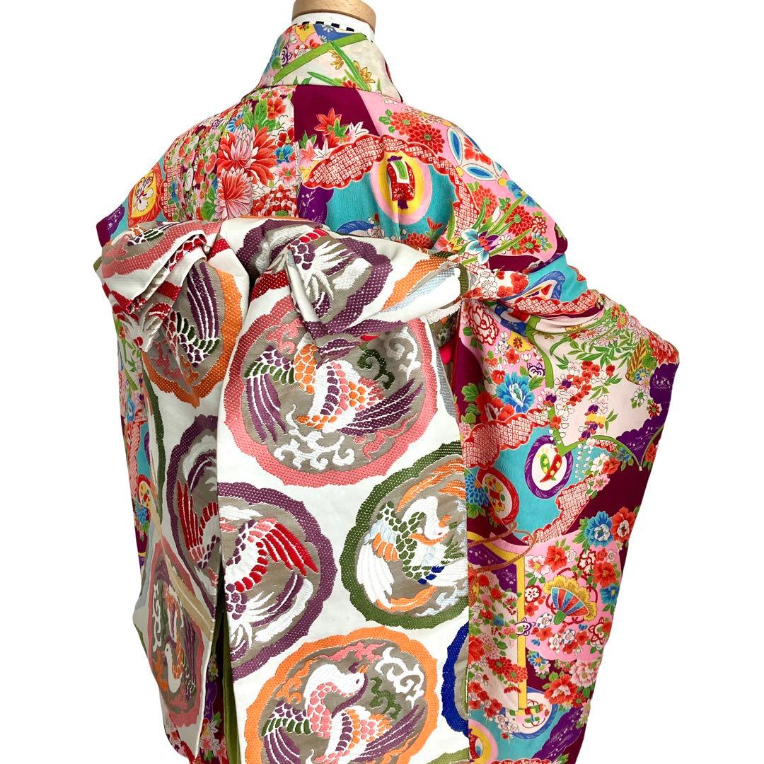 縮緬　ちりめん　アンティーク　女の子　子供着物　七五三　アンティーク着物　N22