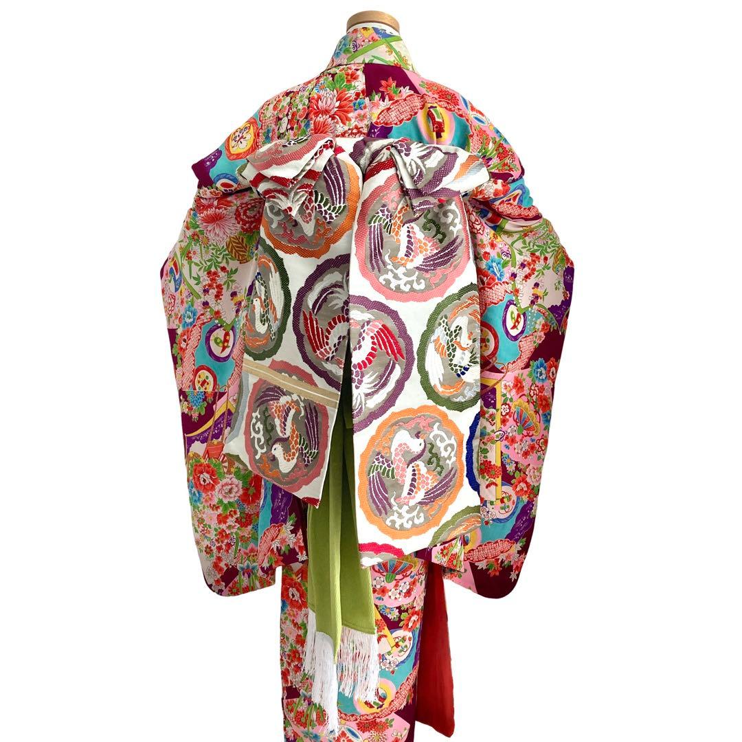 縮緬　ちりめん　アンティーク　女の子　子供着物　七五三　アンティーク着物　N22