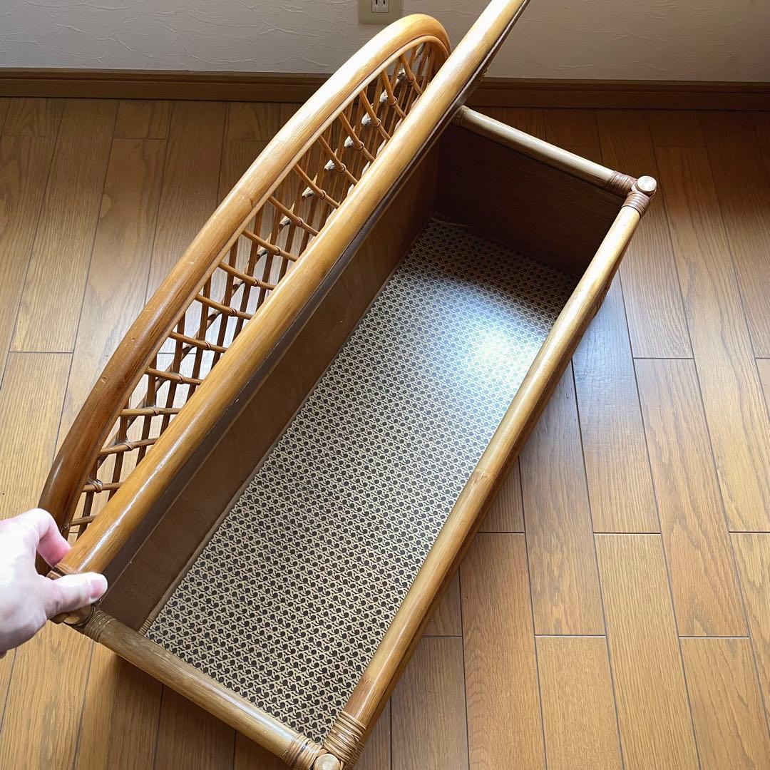 ラタン家具 籐家具 ベンチ収納 レトロ