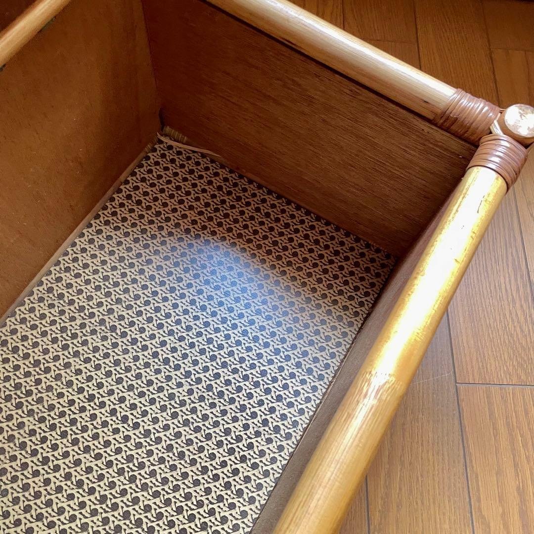 ラタン家具 籐家具 ベンチ収納 レトロ