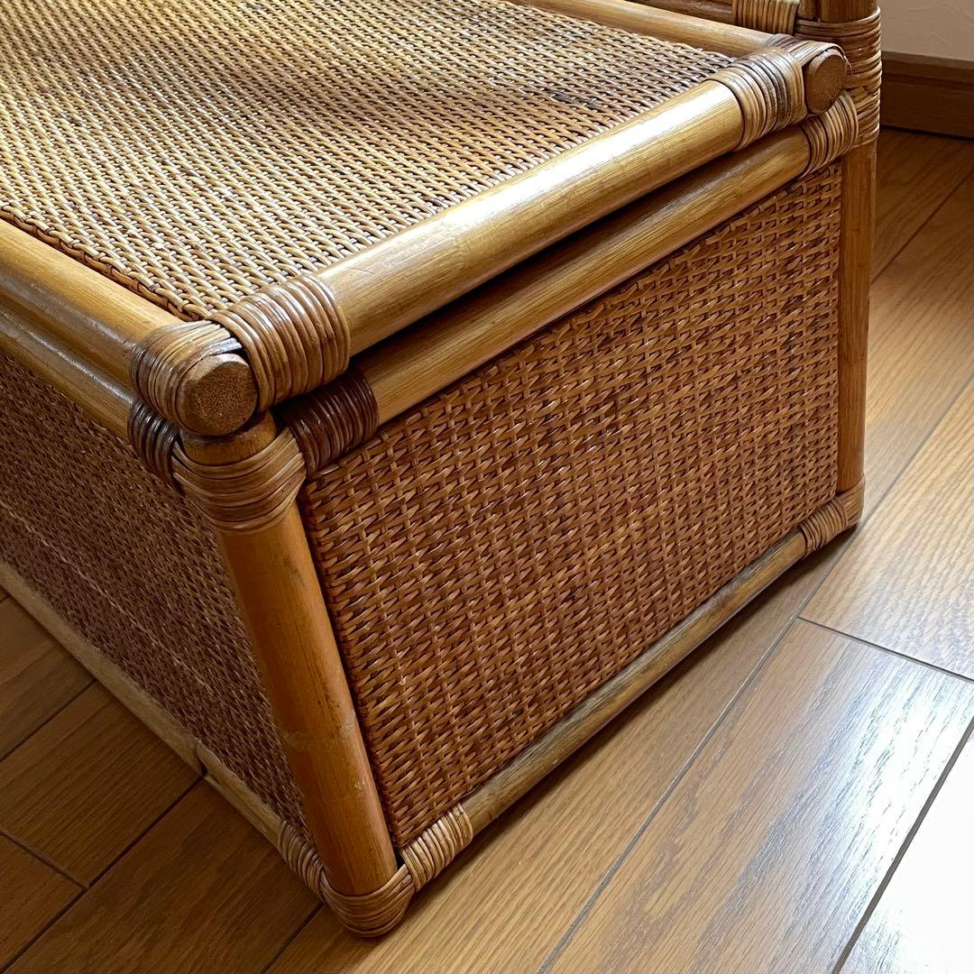 ラタン家具 籐家具 ベンチ収納 レトロ
