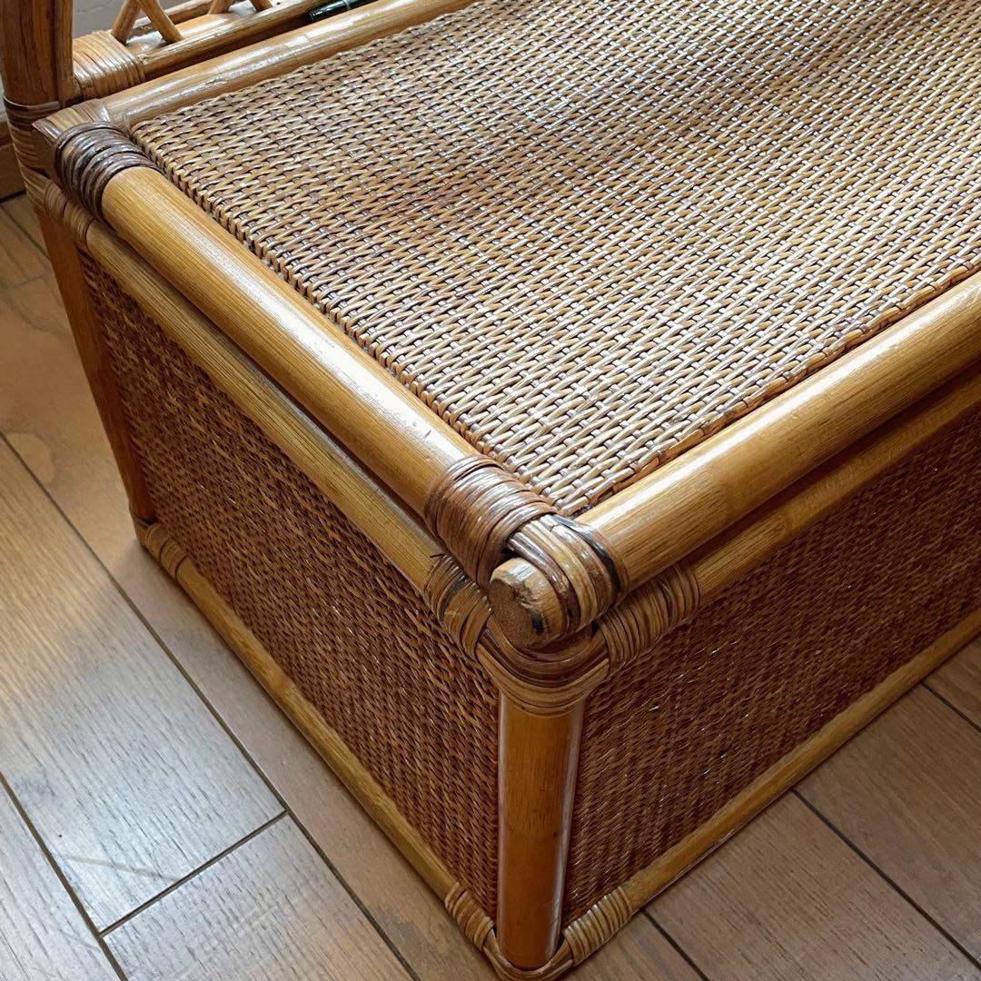 ラタン家具 籐家具 ベンチ収納 レトロ