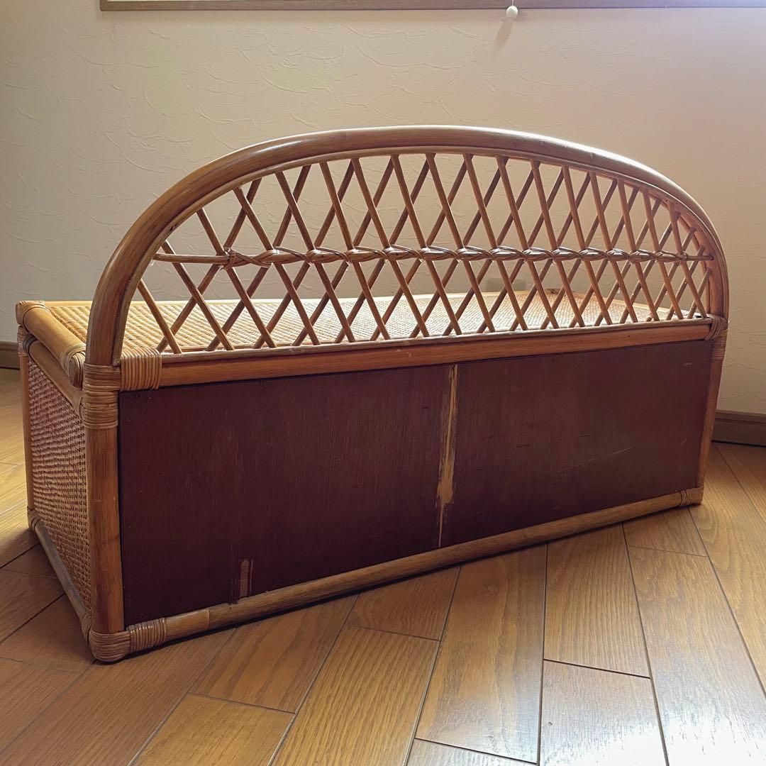 ラタン家具 籐家具 ベンチ収納 レトロ