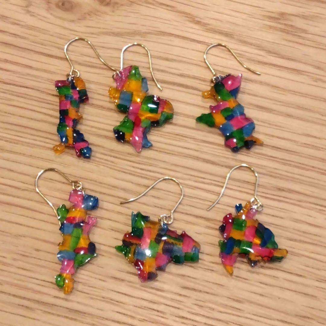 ハンドメイドピアス 47都道府県！ プラバン レジン サージカル