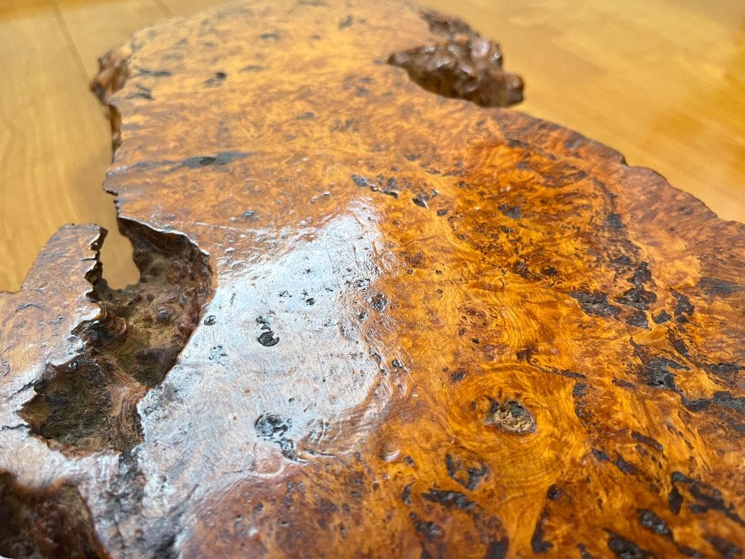 【天然一枚板】飾り台 盆栽台 花瓶台 座卓 足付き 大小2枚セット【光沢仕上げ】