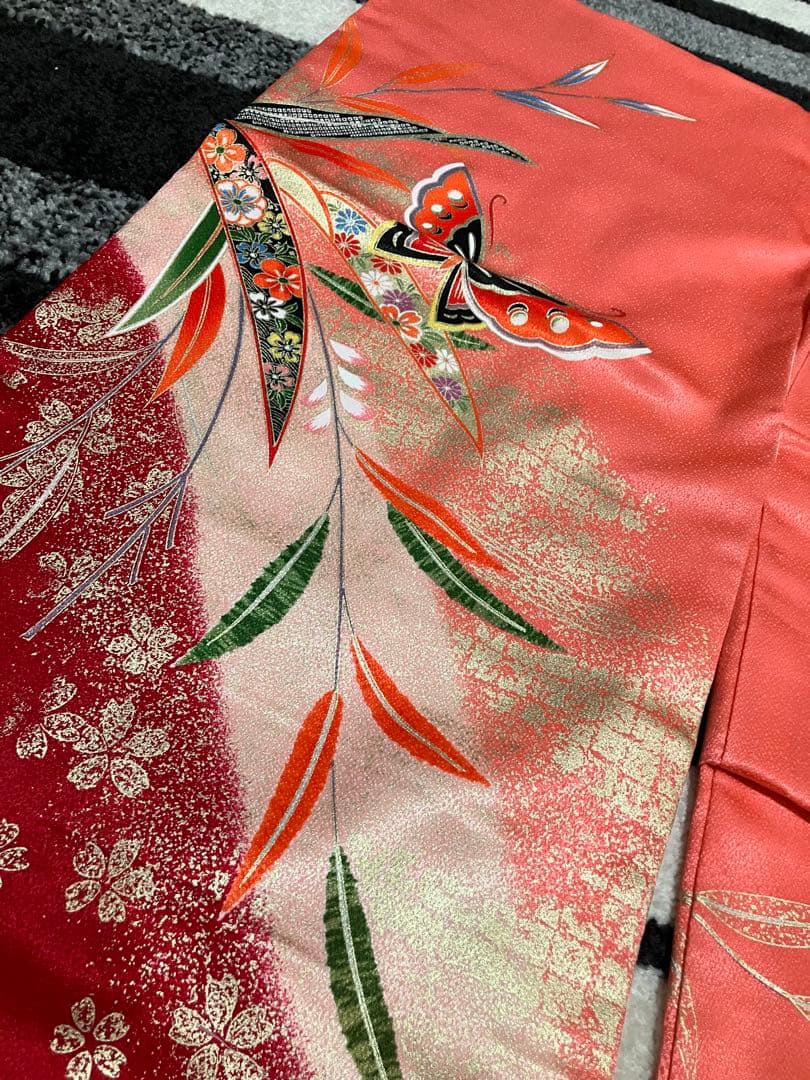 【七五三】7歳女の子 着物 11点セット　ピンク　オレンジ