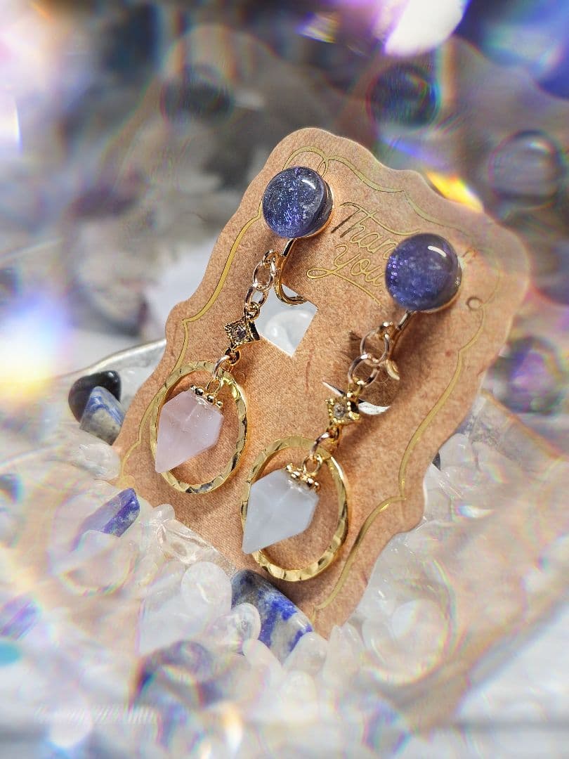 優★Ｎｏ1580 イヤリングK16GP★ダイクロ＆レジン宝石型・サークル