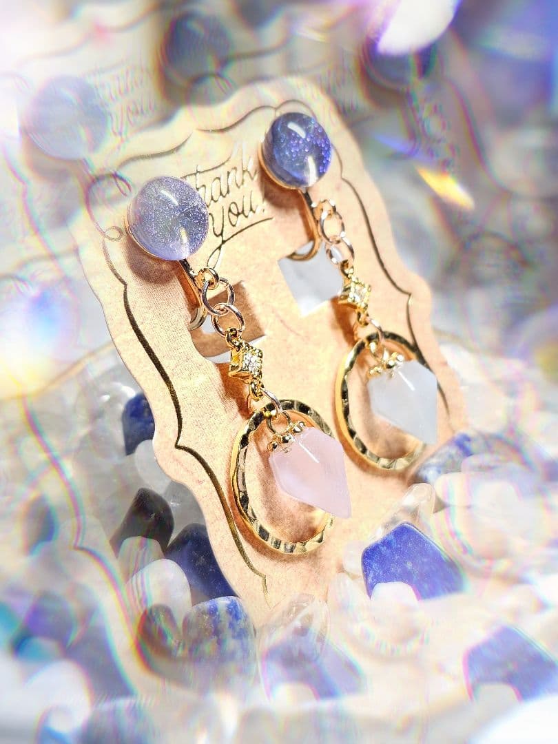 優★Ｎｏ1580 イヤリングK16GP★ダイクロ＆レジン宝石型・サークル