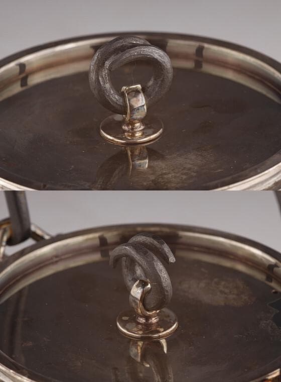 ◇北村靜香 造 銀瓶 純銀 南鐐平安形瓶 鉄の釣手◇