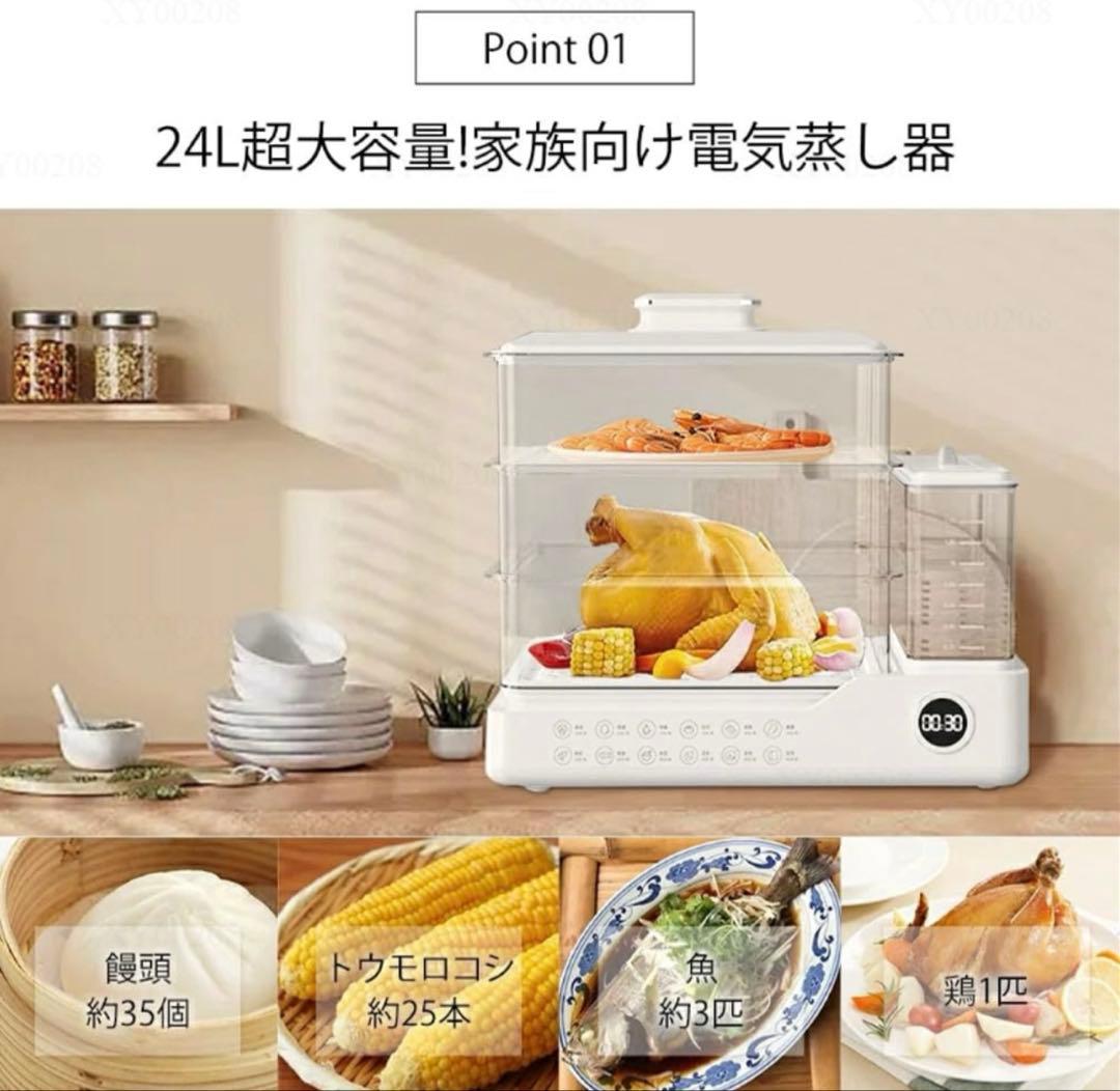 オプションのステンレス板！24L 家族向け電気蒸し器