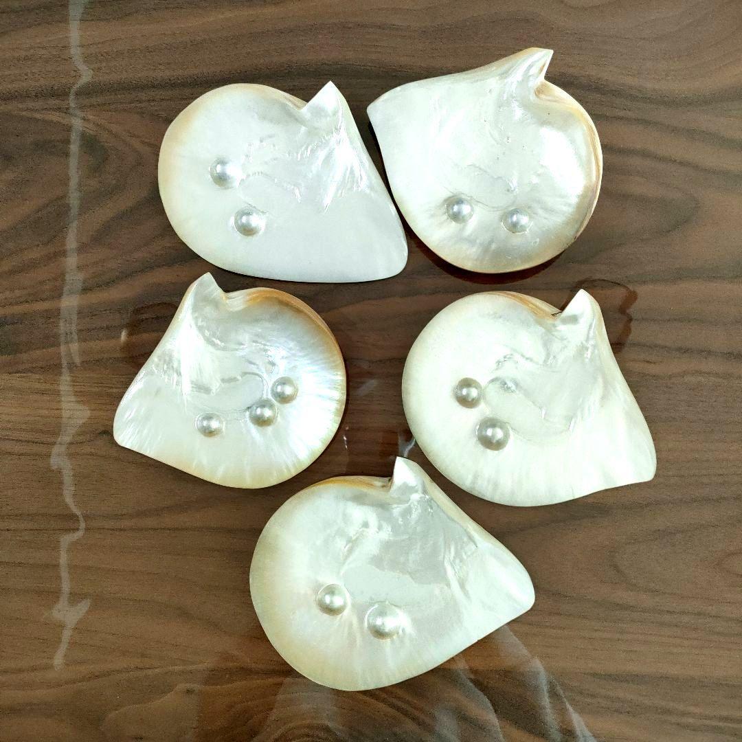 [天然貝殻] 白蝶貝 マベ真珠 皿５枚