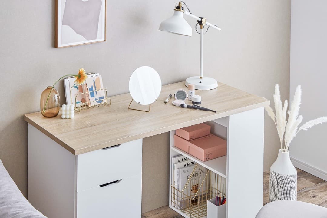 【送料無料】【幅120cm】収納付きデスク 机 引き出し 大容量 学習 事務机