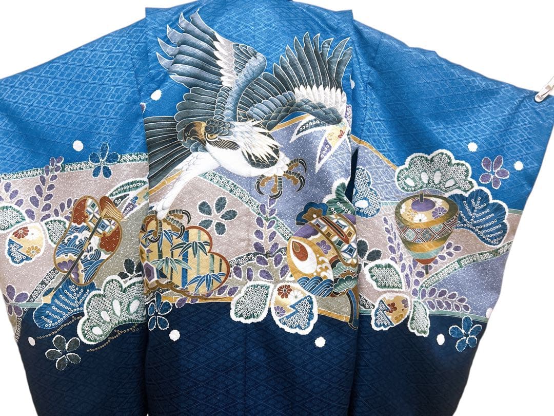 7歳フルセット♡七五三　男の子　一式　鷹　青系　水色