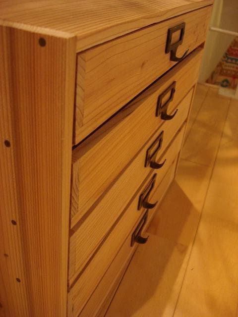 ★送料無料サイズ変更可能★A3ネームプレート5段引き出し/無垢材木製オーダー可能