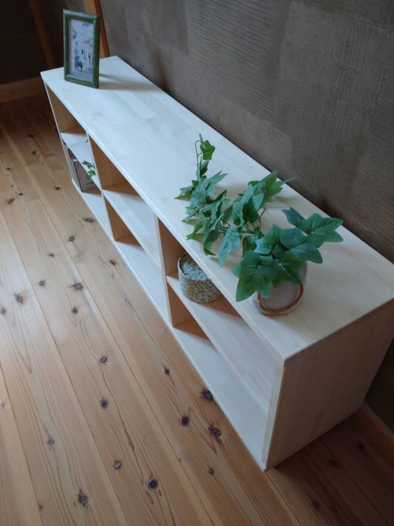 【送料無料】天然木　赤松集成材　足付きスタッキングシェルフ　テレビ台飾り棚収納棚