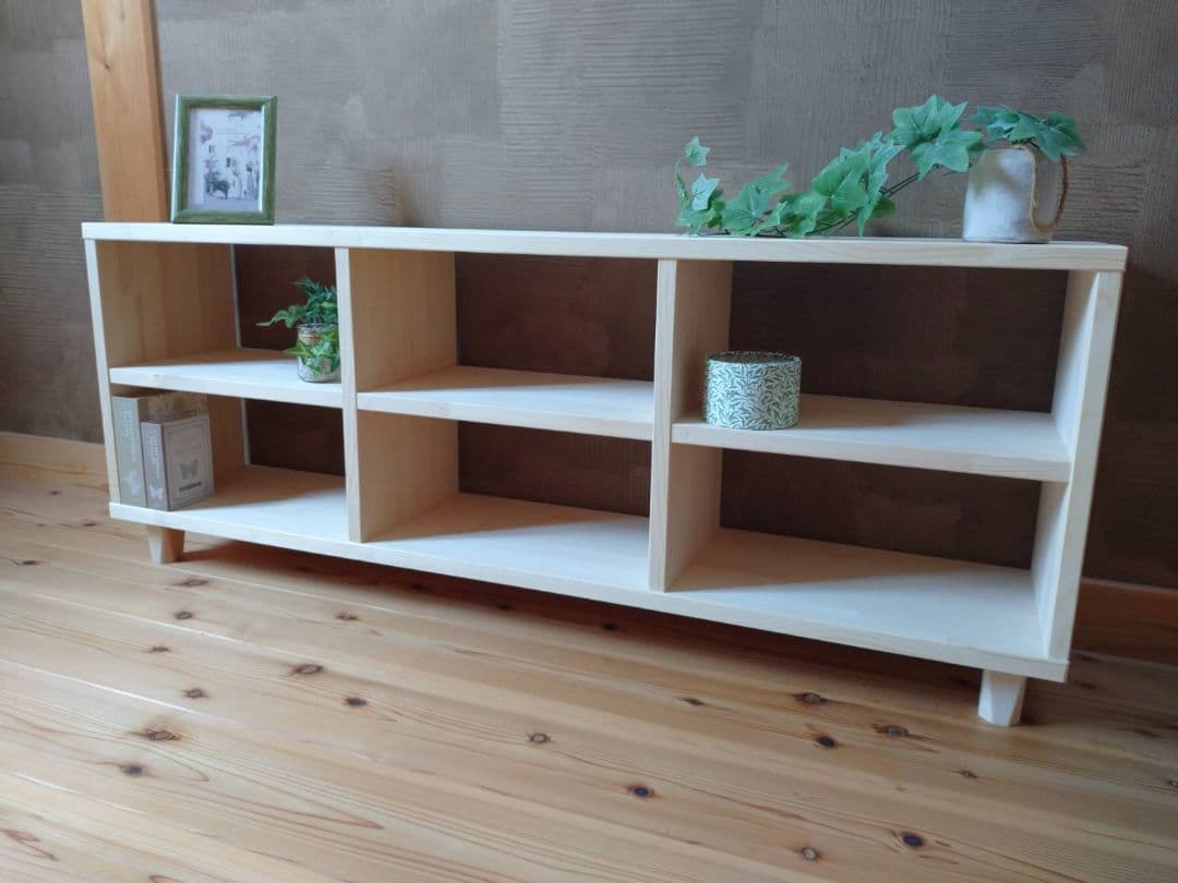 【送料無料】天然木　赤松集成材　足付きスタッキングシェルフ　テレビ台飾り棚収納棚