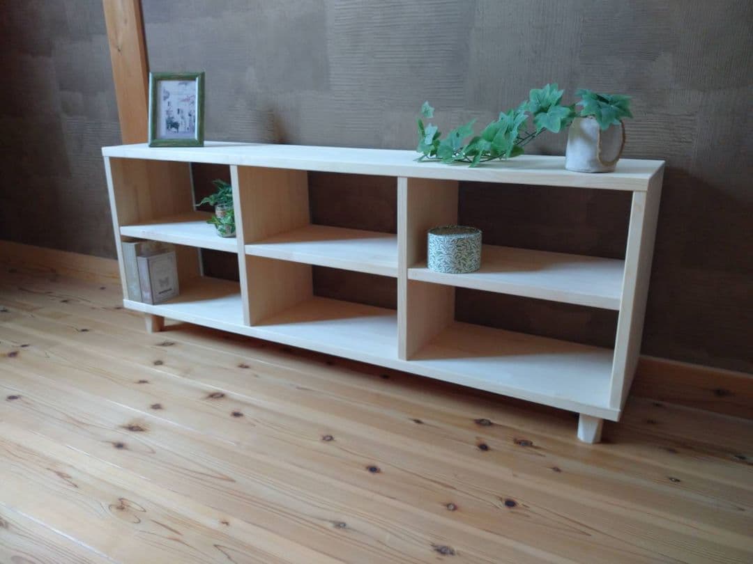 【送料無料】天然木　赤松集成材　足付きスタッキングシェルフ　テレビ台飾り棚収納棚