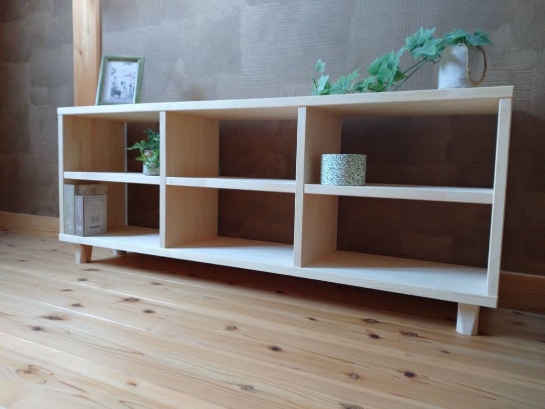 【送料無料】天然木　赤松集成材　足付きスタッキングシェルフ　テレビ台飾り棚収納棚
