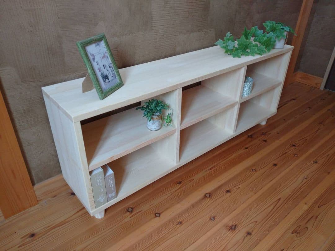 【送料無料】天然木　赤松集成材　足付きスタッキングシェルフ　テレビ台飾り棚収納棚