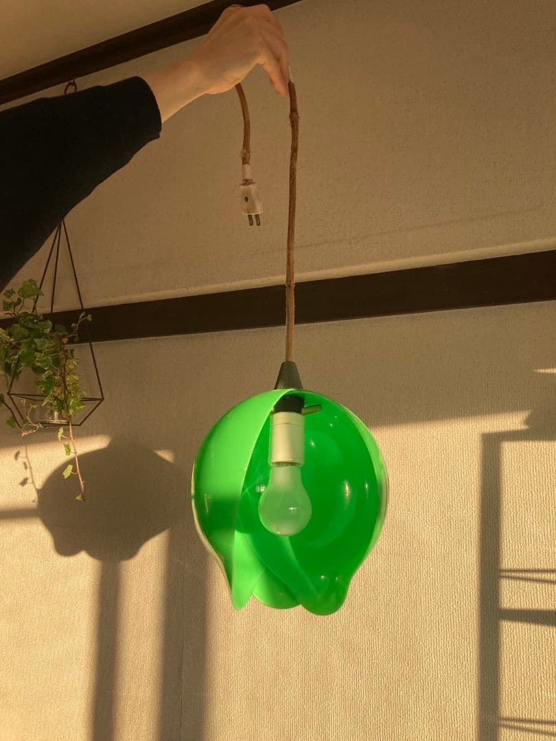 レトロ　チューリップ　ペンダントライト 花びら フロアライト　コンセント　緑