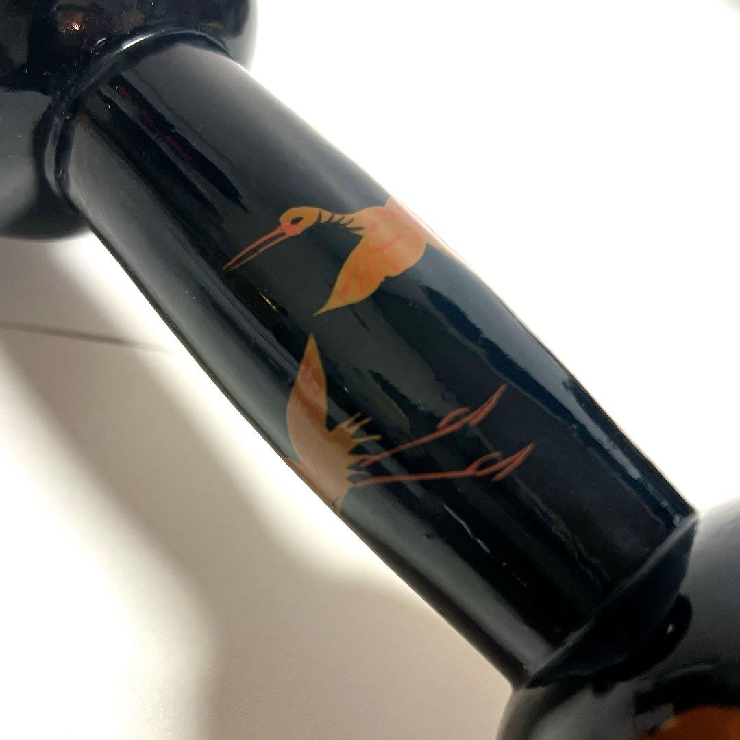 【蒔絵】小鼓 漆塗り 松絵柄　鶴亀　松葉　鼓胴 和楽器 雅楽 神楽 能楽　金彩