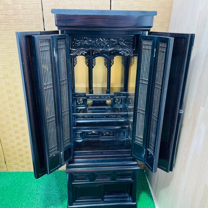 仏壇　黒檀　黒炭　仏具セット　観音開き