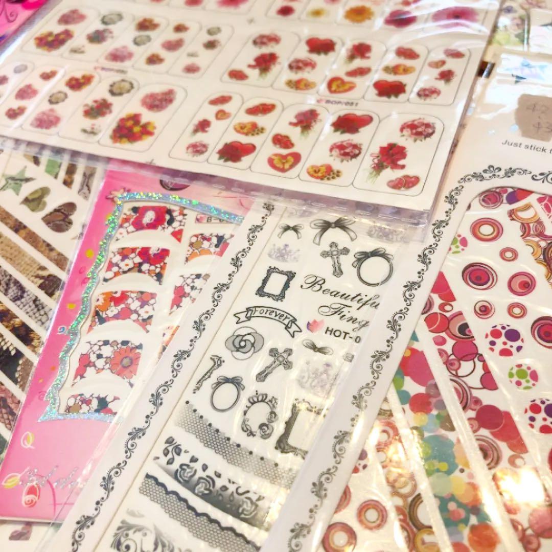 新品未使用★ネイルアートシール他41個まとめ売りウォーターシールラインストーン