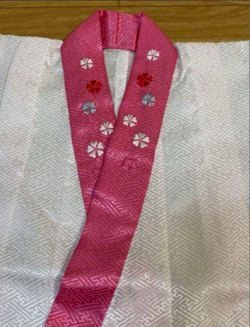 七五三 子供用 着物 セット 被布着 赤　レトロ ピンク 花柄