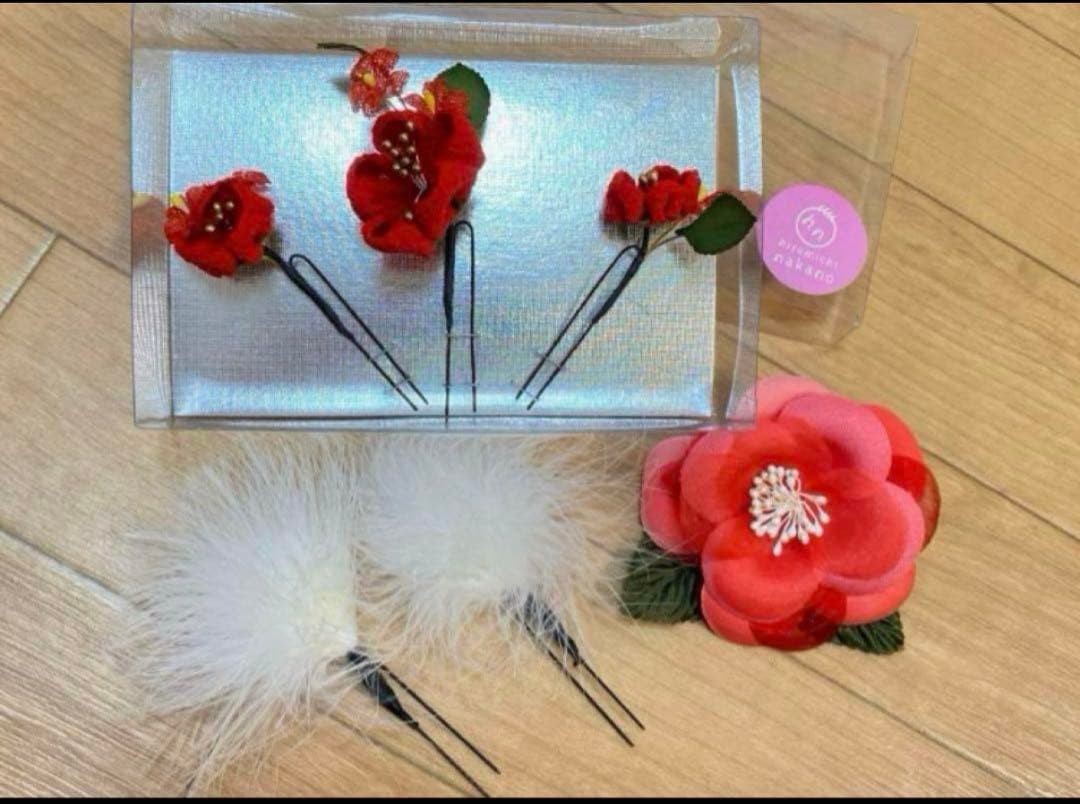 七五三 子供用 着物 セット 被布着 赤　レトロ ピンク 花柄