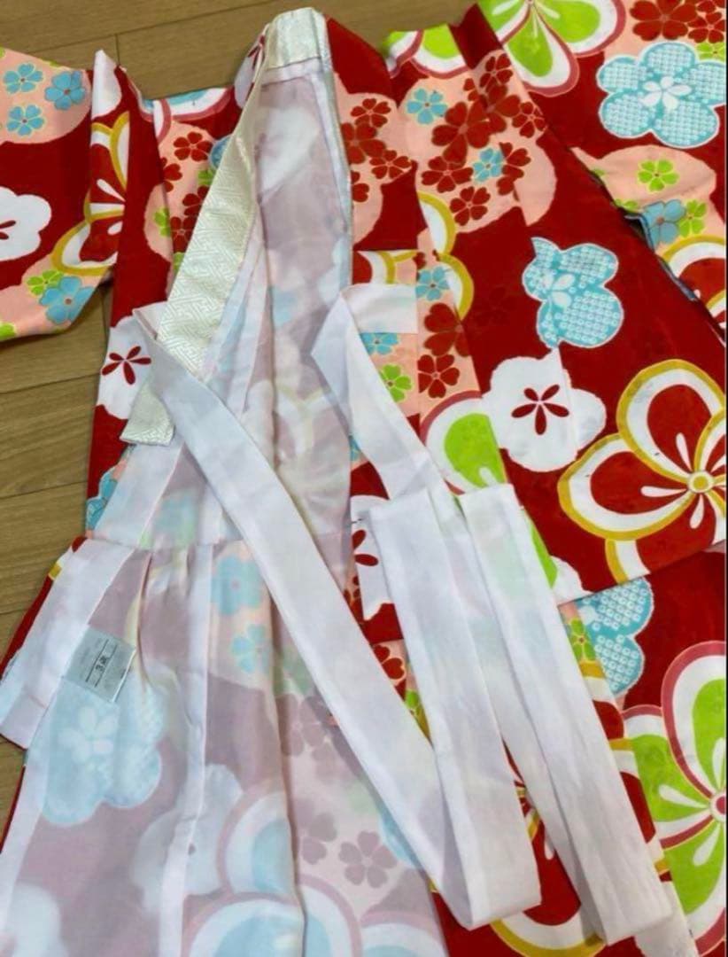 七五三 子供用 着物 セット 被布着 赤　レトロ ピンク 花柄