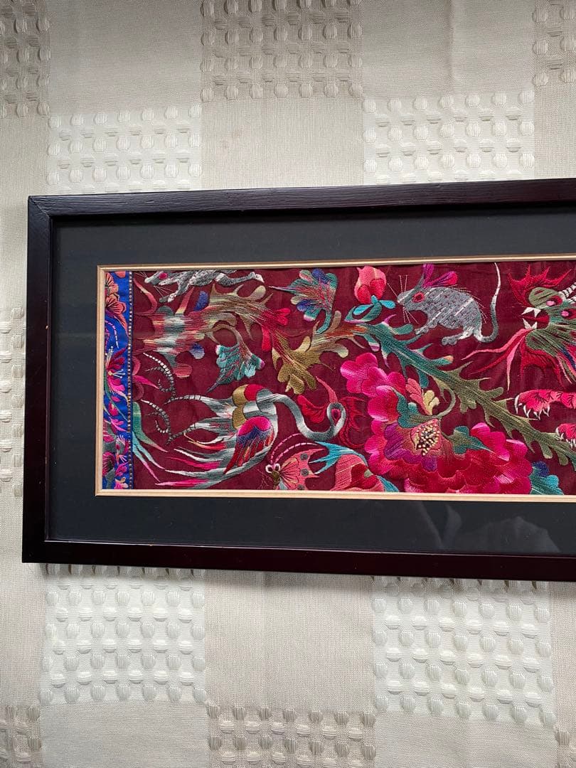 中国ヴィンテージ刺繍画 縁起動物絵