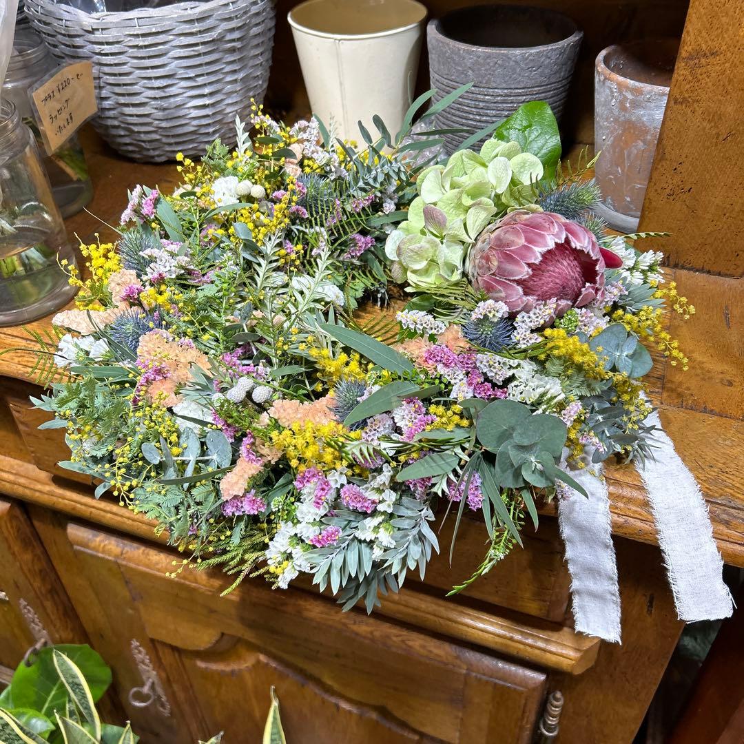 新品 未使用 ドライフラワー リース スターチス ブルーファンタジア