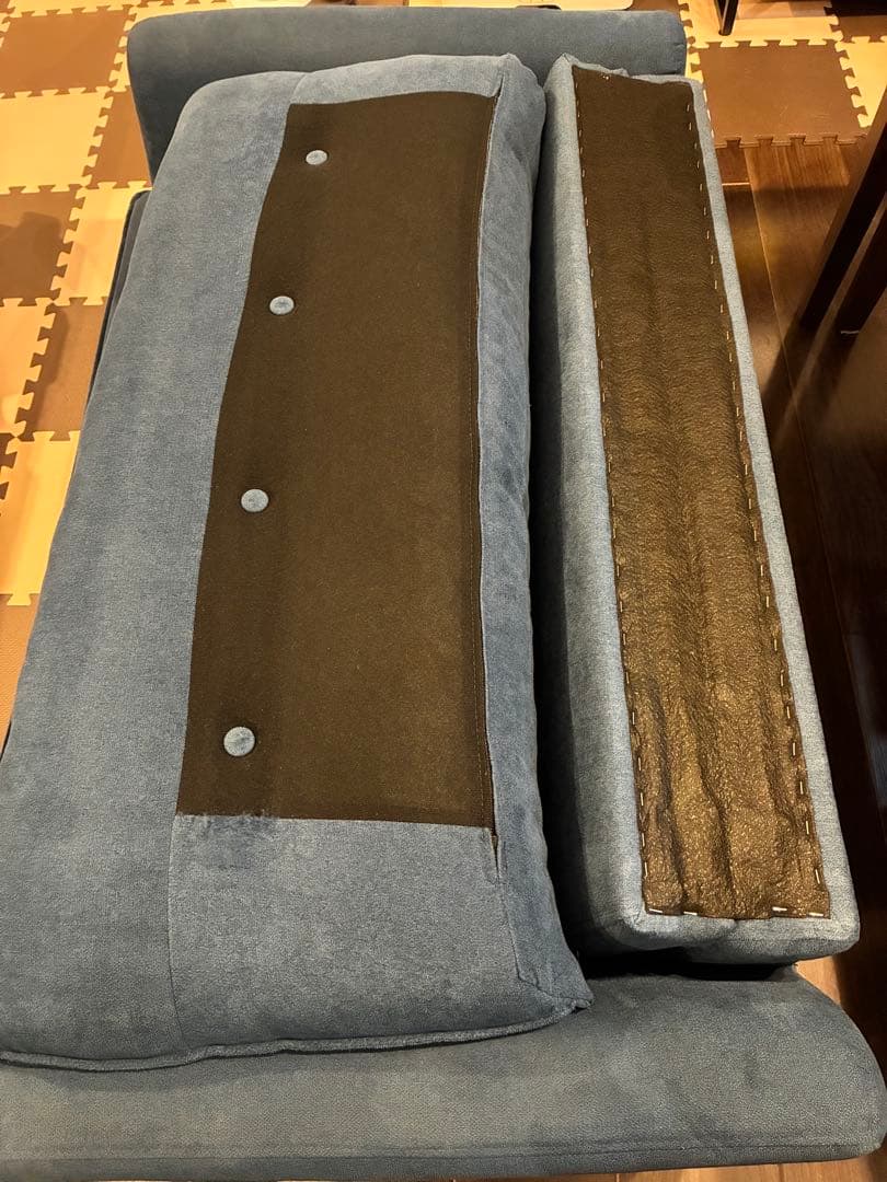 (最終価格)ニトリ2人掛けカジュアルソファ(ネイビー)ローソファコンパクトソファ