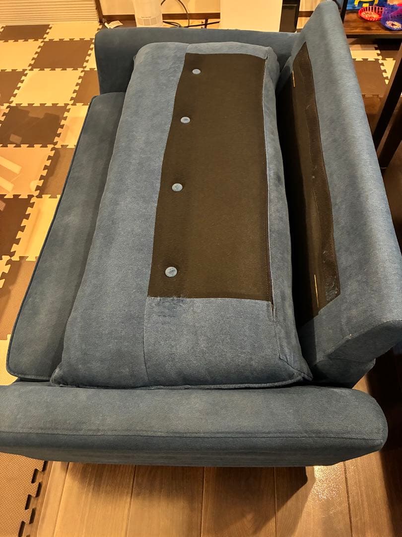 (最終価格)ニトリ2人掛けカジュアルソファ(ネイビー)ローソファコンパクトソファ