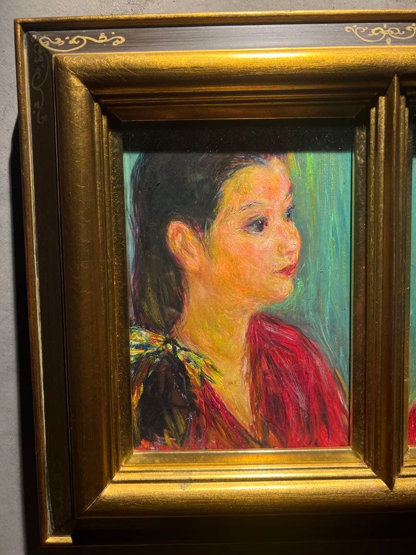 濱本久雄【花をもつ】肉筆油彩画 二連作