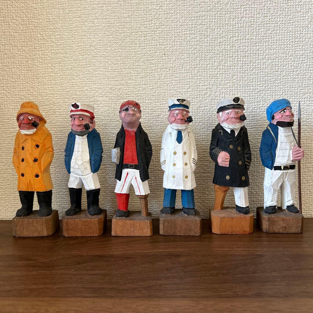 最終値下げ】ビンテージ木彫りマドロス人形 船長 水兵 海賊 6体セット