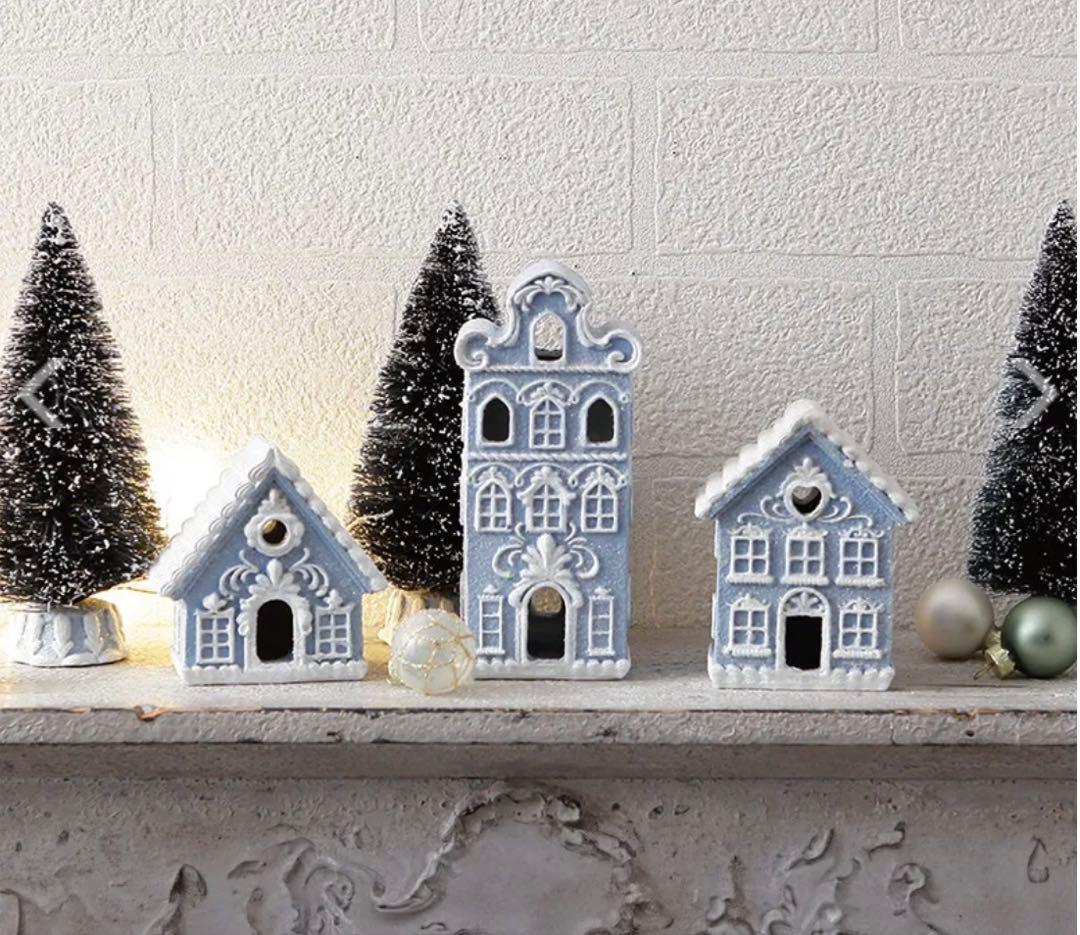 完売貴重　レアハルモニア　ウインターブルービレッジオブジェ6点セット（R）